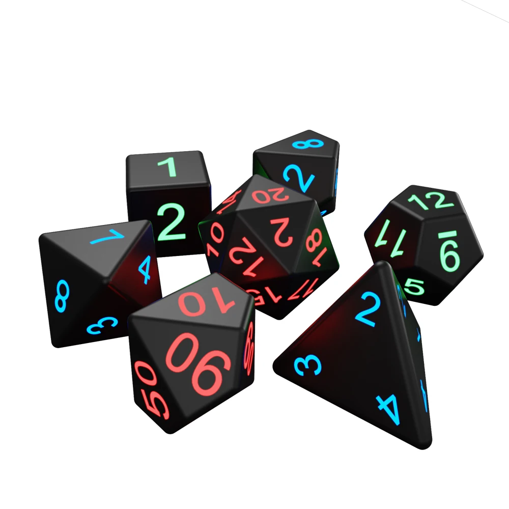전자 주사위 세트, 테이블탑 롤플레잉 게임용 USB 충전 케이스가 있는 충전식 다면체 LED 주사위, D&D 액세서리