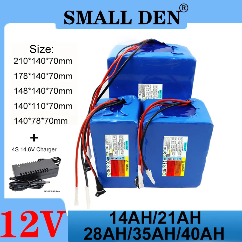 Batteria 12V Lifepo4 14Ah 14Ah 21Ah 28Ah 35Ah Ad Alta Capacità 4S-32700 Con Bms Per Alimentazione Solare Esterna Macchinine + Caricabatterie