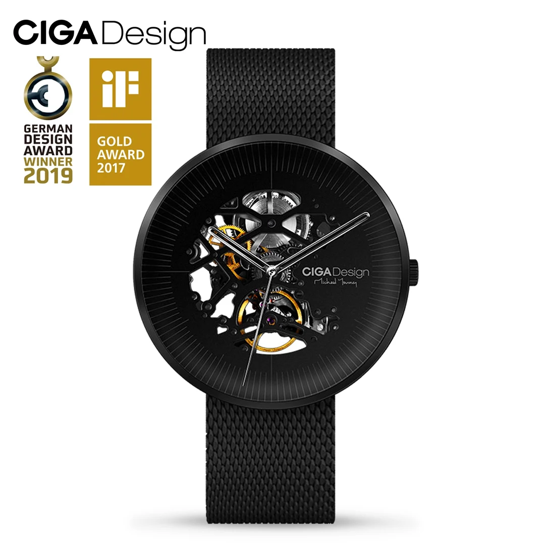 CIGA Design MY Series Automatic Mechanical Watch Stainless Steel Skeleton Mens Wristwatch Male Fashion Wrist Timepiece 2 Straps