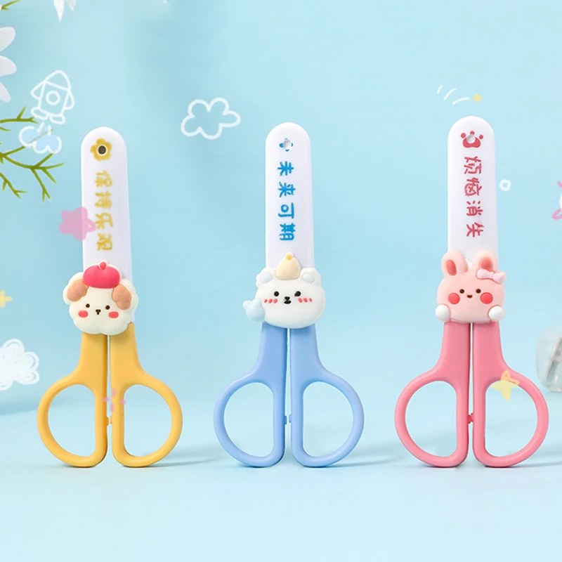 Cartoon Animal Safety Round Head Plastic Mini Scissors Kids Paper Cutting  Tool Student Creative Stationery School Office Supply - AliExpress