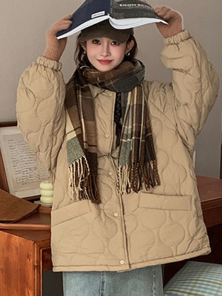 Women\'s Jackets New in Winter Fashionable Solid Color Lapel Coats Elegant Korean Version Commuting Parkas Women\'s Clothing