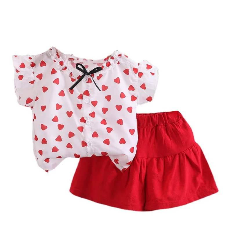 

New Summer Fashion Baby Clothes Suit Children Outfits Girls Cute Shirt Shorts 2Pcs/Sets Toddler Casual Costume Kids Tracksuits