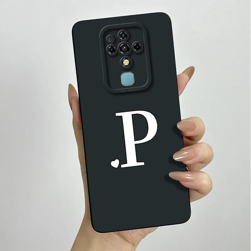 Stylish ShockProof Silicone Back Cover with Cute Letter Design for Tecno Camon 16 Series