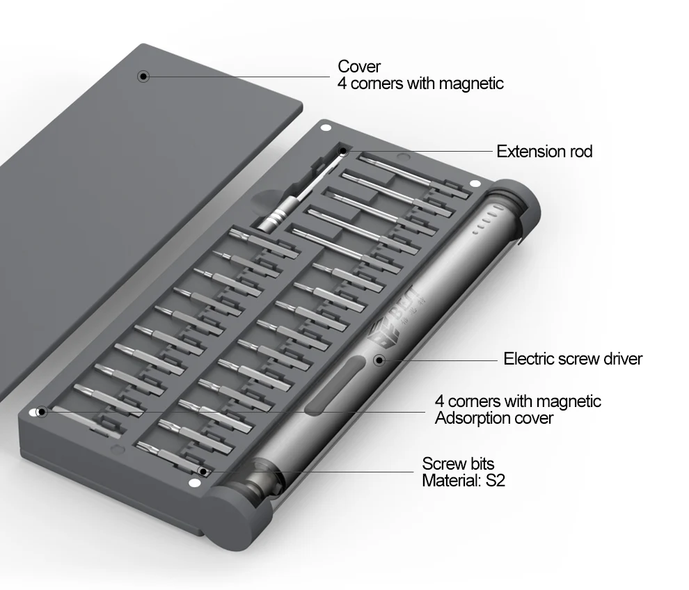 

BEST-9911+ 57 in 1 Electric Screwdriver Set Rechargeable Cordless Power Screw Driver Kit With Magnet Pad Magnetizer