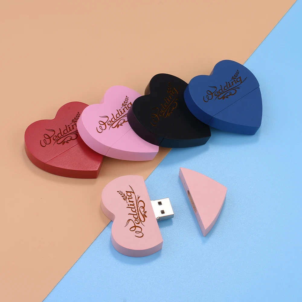 USB3.0 무료 맞춤 로고 USB 3.0 플래시 드라이브 128GB 고속 펜 드라이브 64GB 웨딩 선물 메모리 스틱 32GB 하트 USB 스틱 16GB