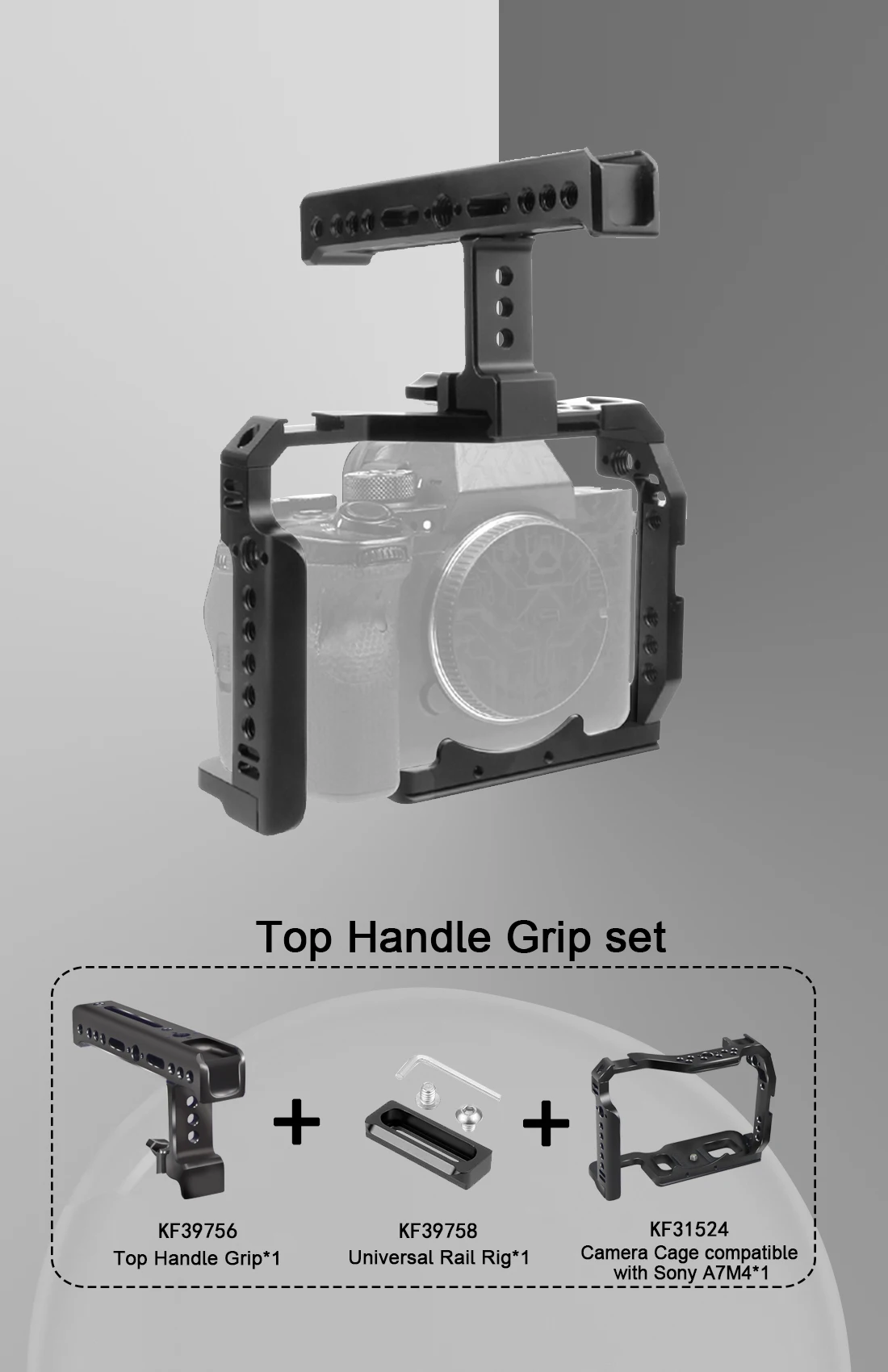 A7M4 A7R4 Camera Full Cage Rig Handle Grip Arca-style Cold Shoe Mount ARRI Locat