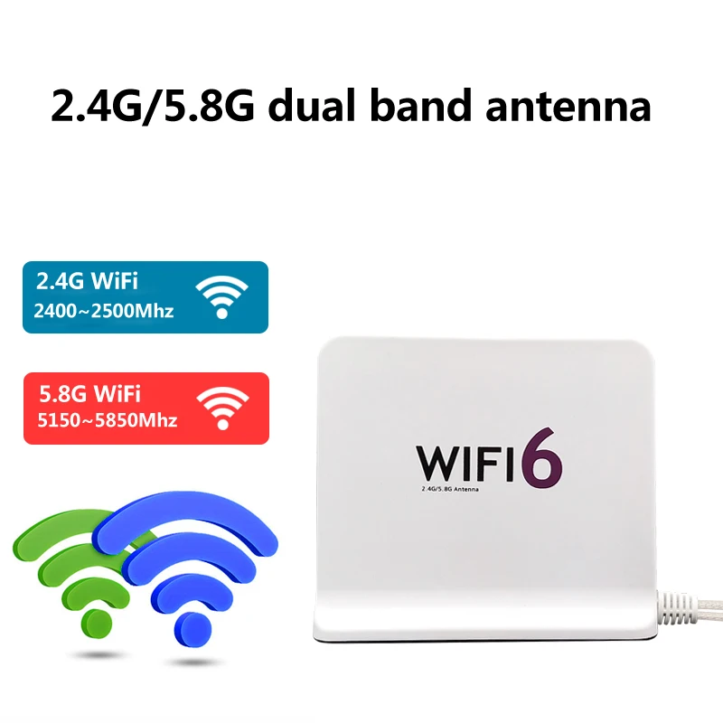 Dual-Cable 2*2 WiFi6 Antenna 2.4G 5.8G DualBand Amplifier 8dBi WiFi Signal Booster Omni Aerial for Network Card Router Modem TS9