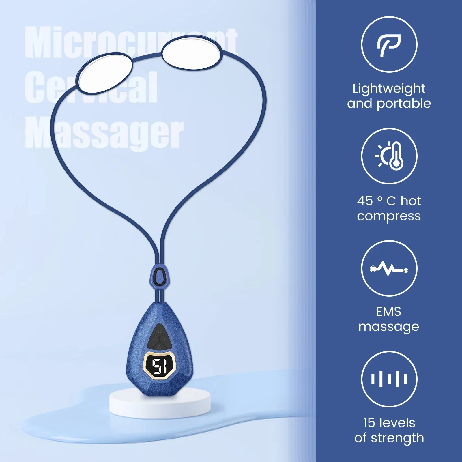 Smart Cervical Hanging Neck Massager EMS TENS Neck Back Lymphatic Relief Massager Pulse 3d Heat Shoulder Massager Tool