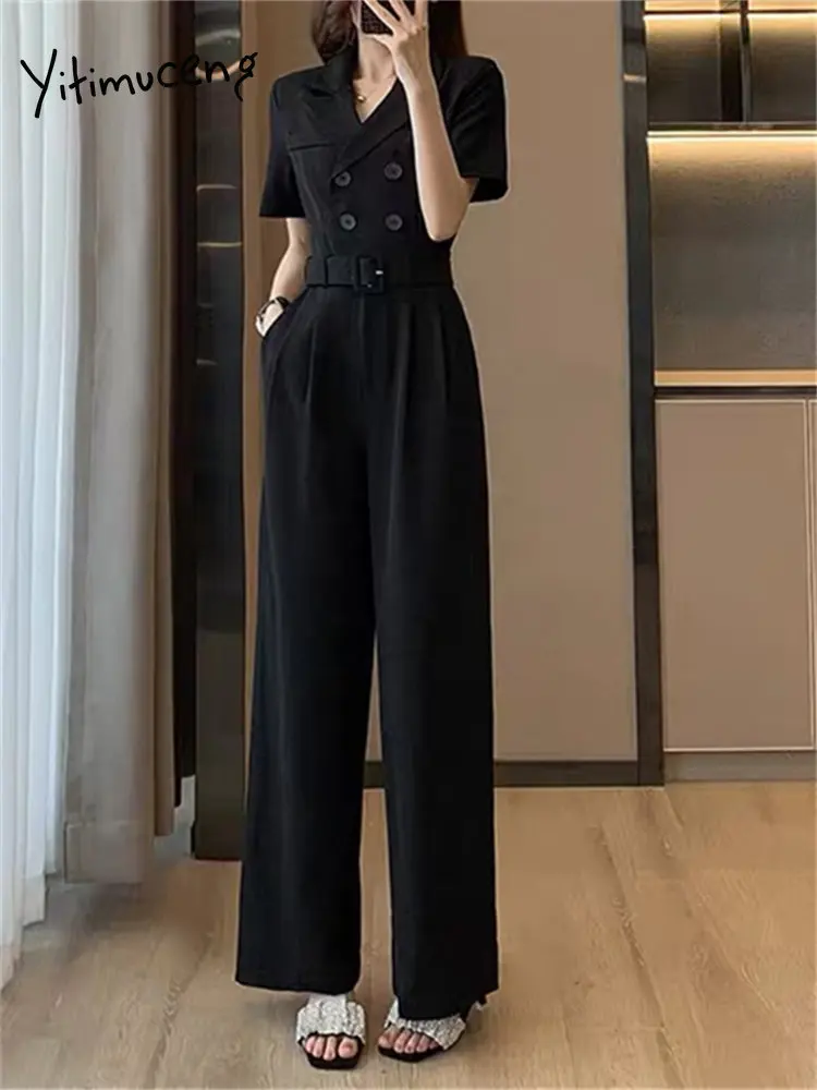 babyoung-black-women-summer-2023-new-korean-fashion-suits-wide-leg-jumpsuit-office-ladies-high-waisted-casual-rompers