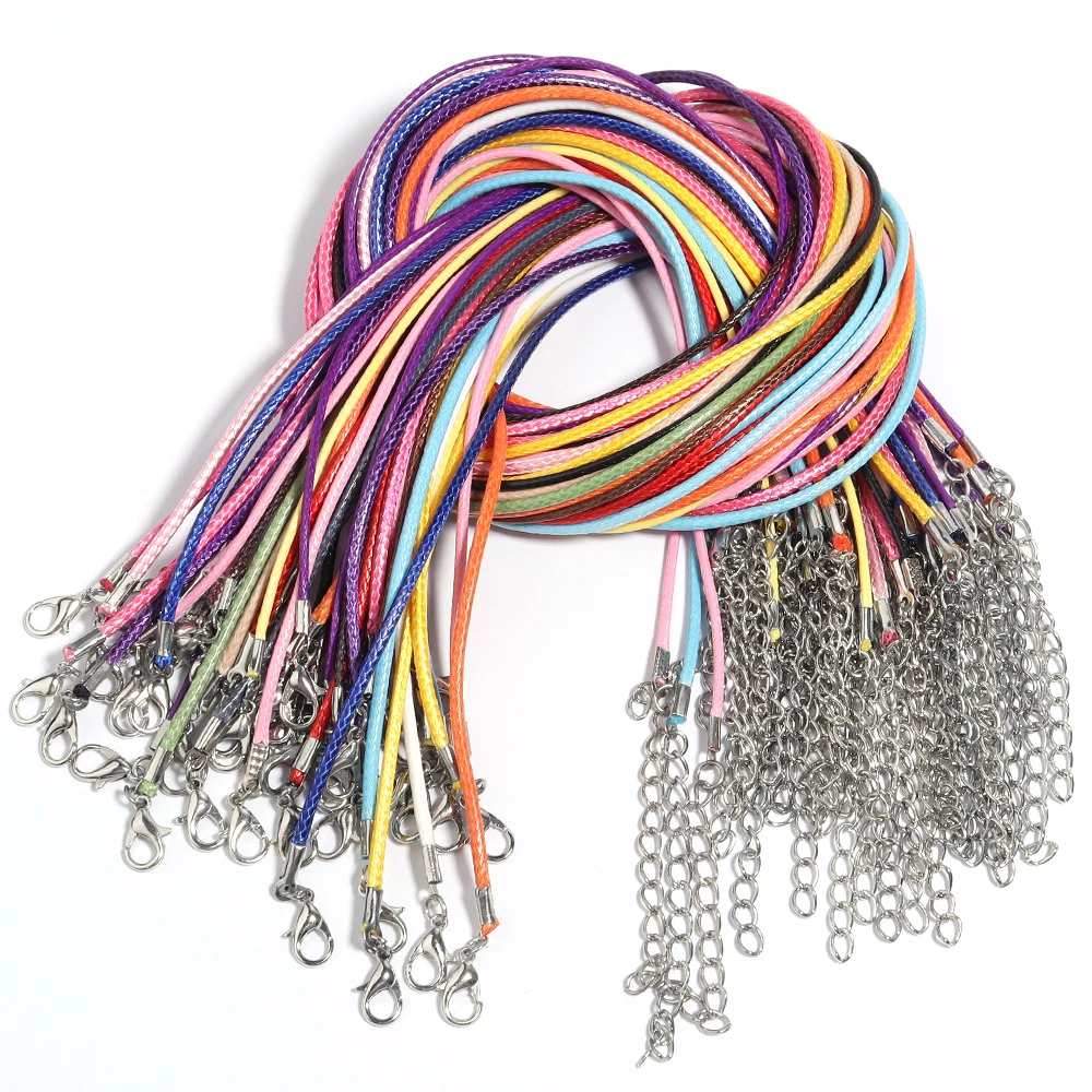10Pcs 1.5mm 2mm Handmade Leather Adjustable Braided Rope String Clothing Decoration Charms Findings Lobster Clasp String Cord