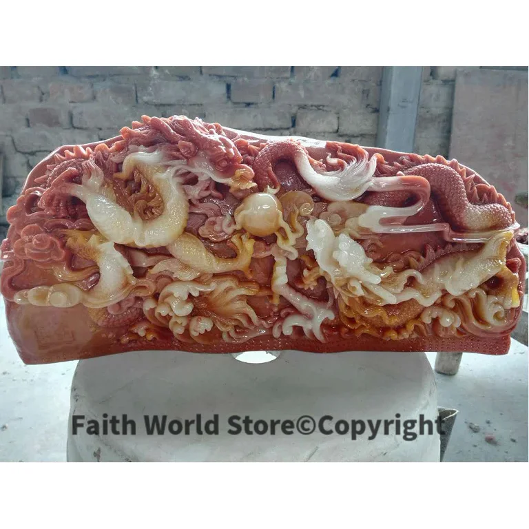 

35cm Large Huge # 2024 HOME lobby Company SHOP efficacious Talisman Mascot Flying dragon carving Sculpture FENG SHUI statue