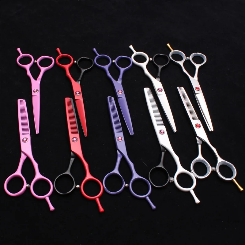

2Pcs 5.5 inch 16cm Customize Logo Stainless Hairdressing Scissors Cutting Shears Thinning Scissors Professional Hair Scissors
