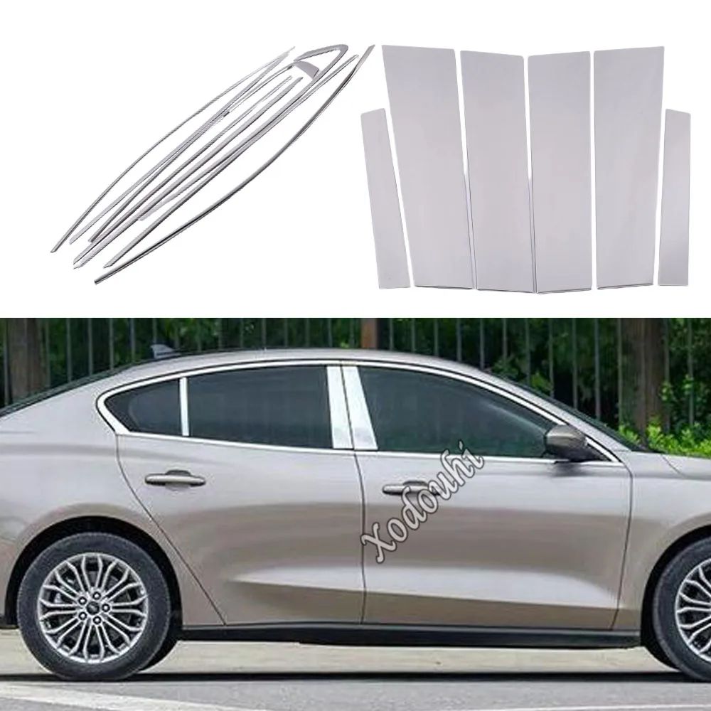 

Stainless Steel Car Window Pillar Post Cover Decoration Trim Frame Exterior Accessories For Ford Focus 2019 2020 2021 2022
