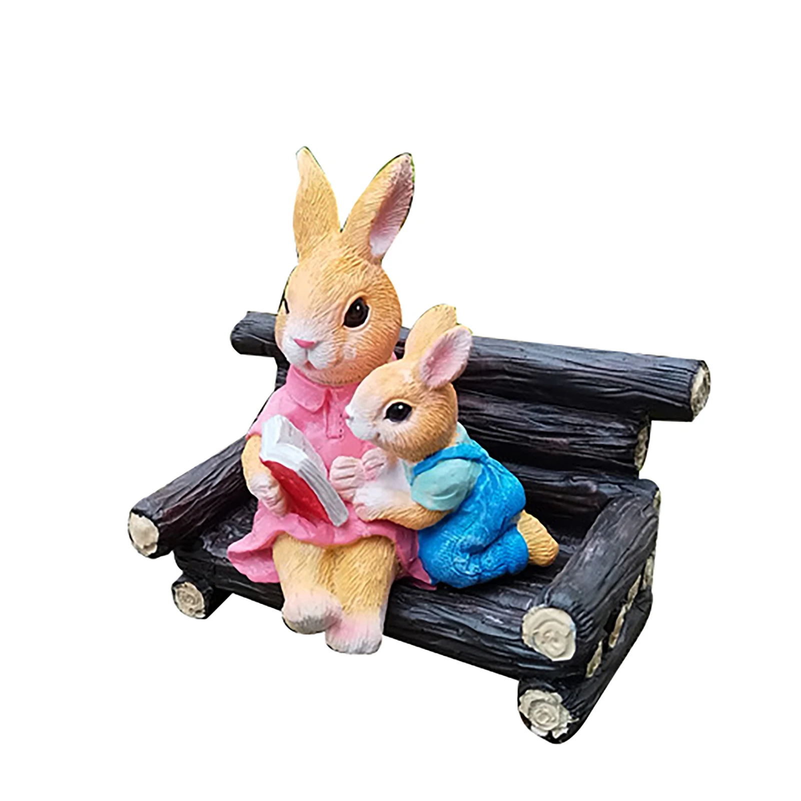 

Садовая фигурка в форме кролика для чтения, реалистичный внешний вид, привлекательный декор для патио, газона, украшение для сада