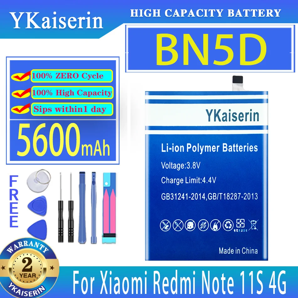 

YKaiserin Battery BN5D 5600mAh For Xiaomi Redmi Note 11S 11 S 4G M4 Pro M4Pro 4G Mobile Phone Batteria