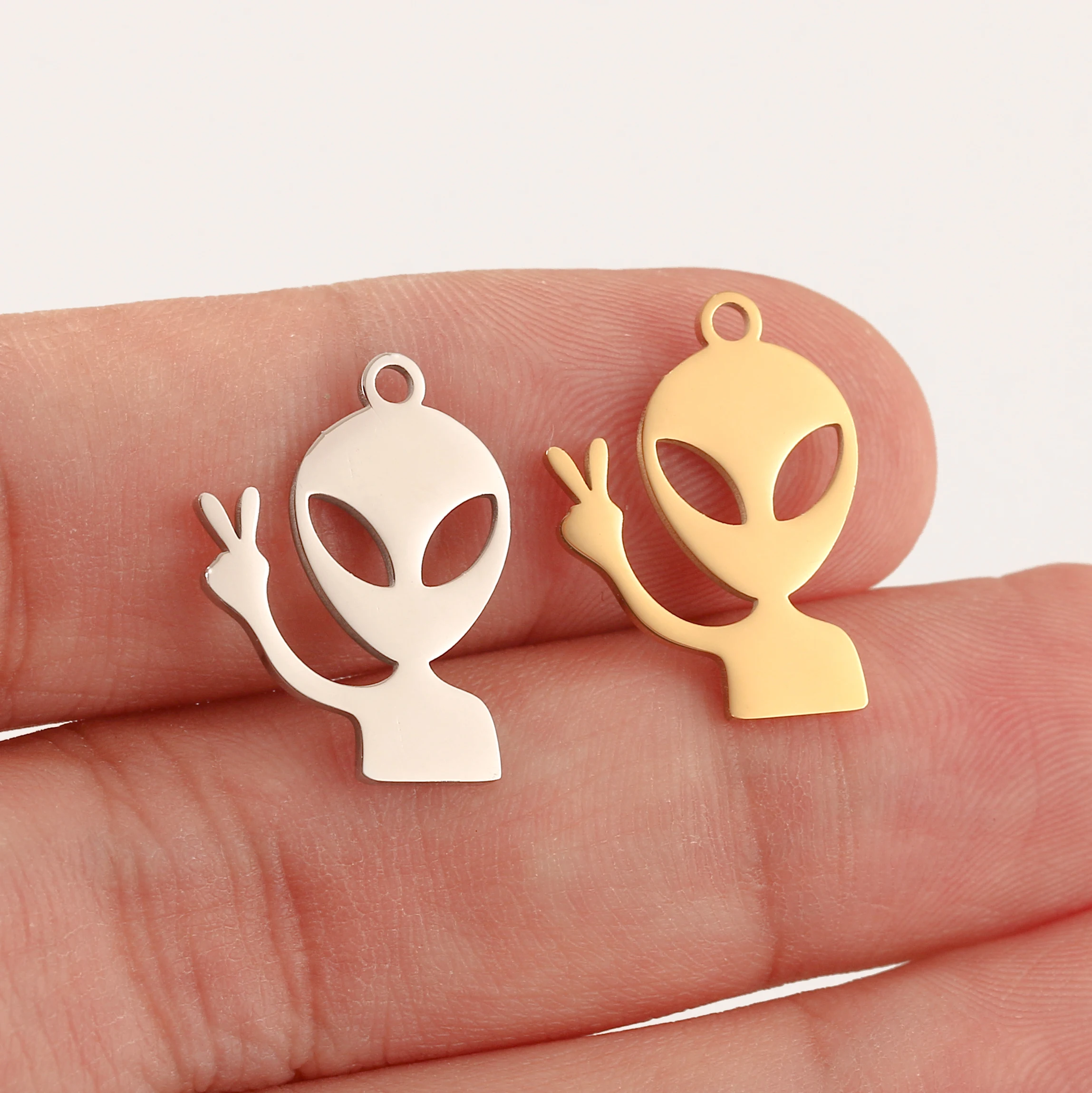 5 Stück Zauberwürfel/Kreuz/Raumrakete/Boxhandschuh Charms Edelstahl Dinosaurier Punk Anhänger Handwerk DIY Halskette Schmuckherstellung – Detail 14