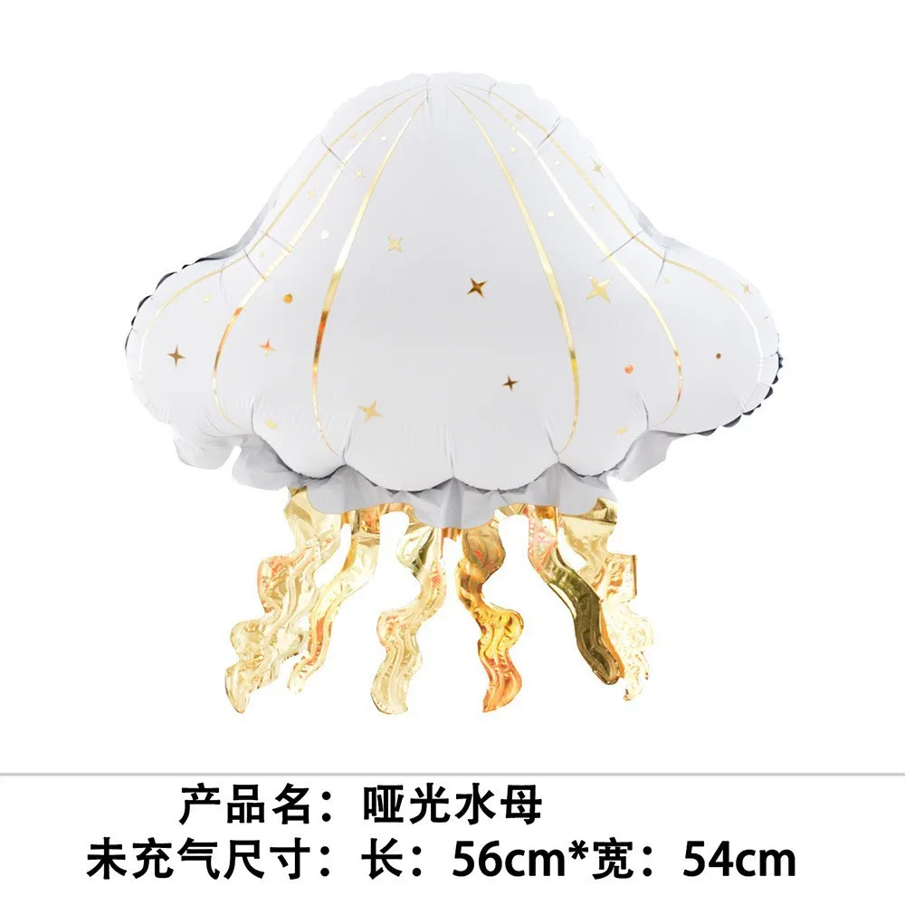 Ocean-Themed Matte Aluminum Foil Balloons - Starfish, Shells, and Jellyfish Party Decor