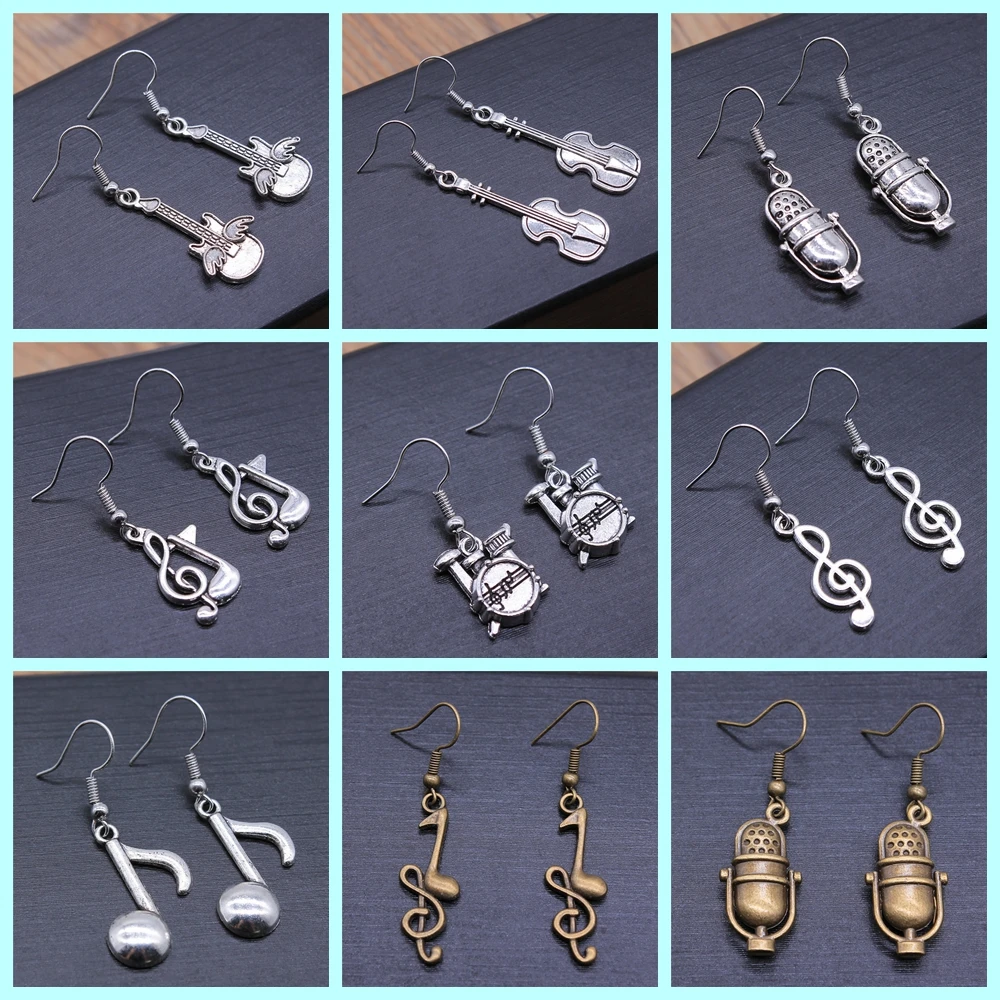 Dangle Earrings Drop Earrings Musical Jewelry Earrings Musical Note Microphone Drum Guitar Violin Shaped for Girls Women