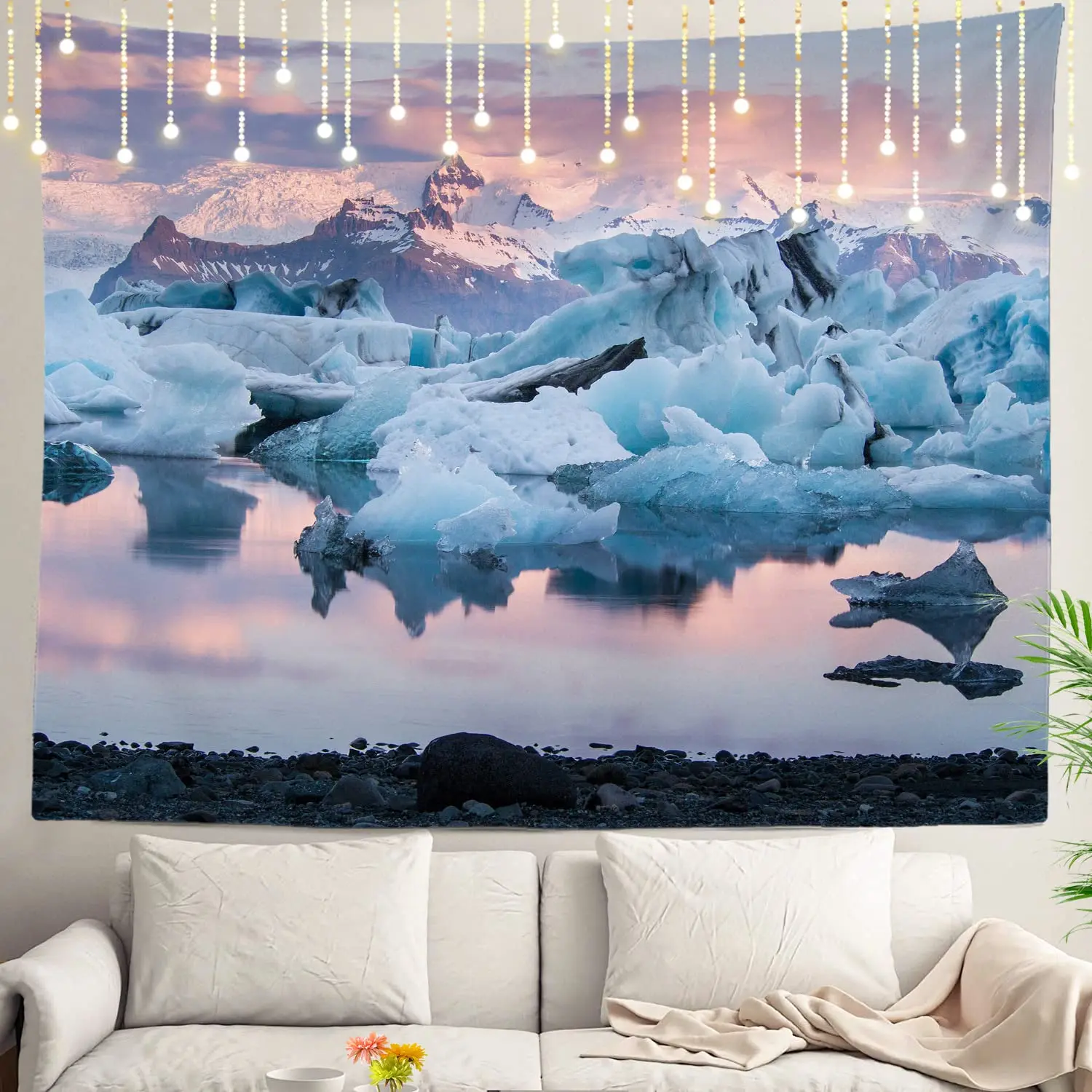 

Nature Winter Tapestry, Iceland Glacier Wall Hanging Large Tapestry Psychedelic Tapestry Decorations Bedroom Living Room Dorm