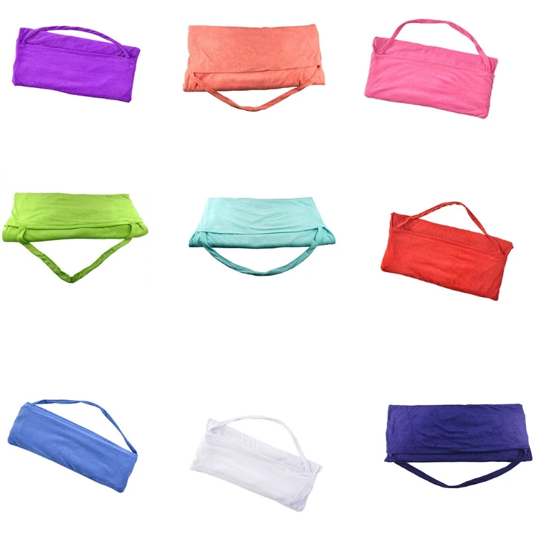 

Solid Color Microfiber Chaise Chair Cover Beach Towel with Side Pockets