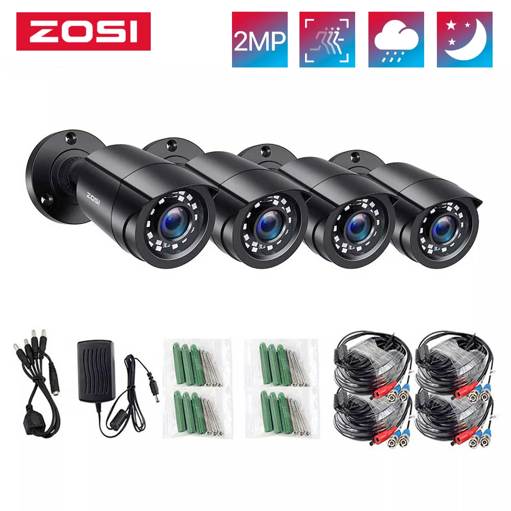 ZOSI 4pcs/lot 1080p HD-TVI CCTV Security Camera ,80ft Night Vision ...
