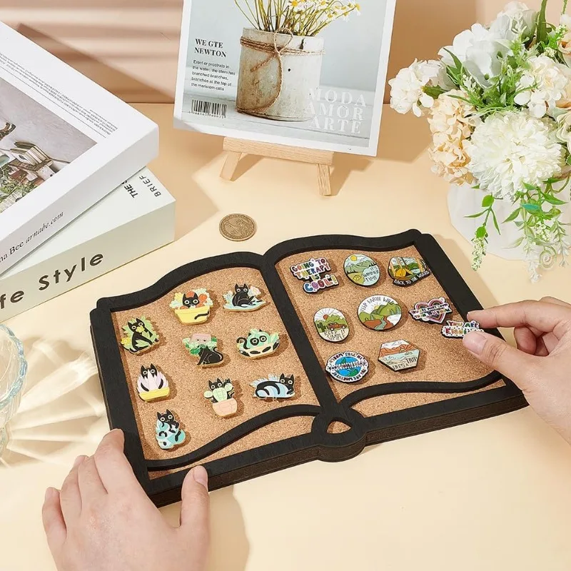Pin Board Book Cork Board Bulletin Display 0.8inch Thick Wall Mounted Cork for Brooch Pin Storage Office Home