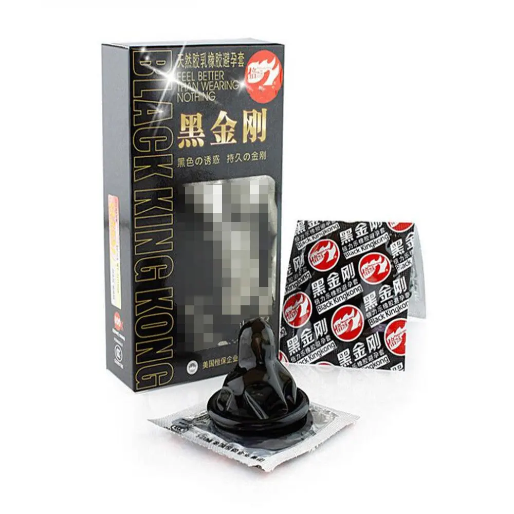10pcs Condoms Black Durable Ultra Thin Penis Sleeve Long Lasting Natural Latex Lubricated Condoms Men Contraception