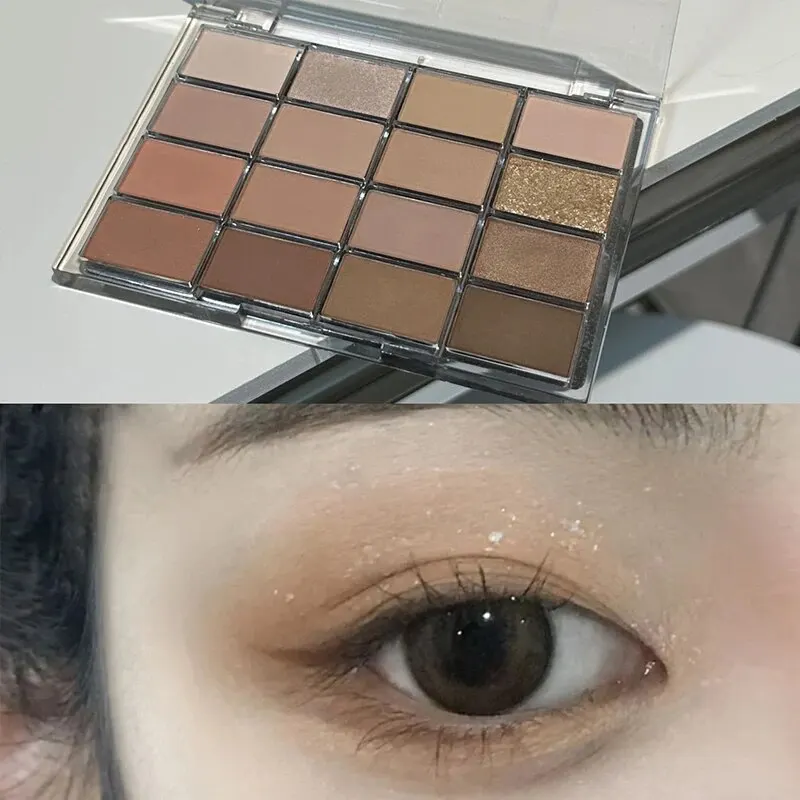 HERORANGE 16 Color Eye Shadow Plate Waterproof Pearlescent Matte Silkworm Brightening Glitter Earth Makeup 5