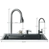 304 5 Water Discharge Modes Stainless Steel Waterfall Kitchen Sink Large Single Slot Integrated Digital Display Faucet Set 6