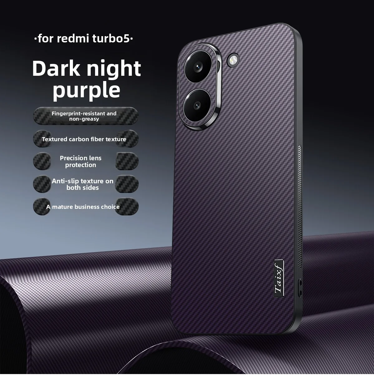 Luxury Hard PU Carbon Fiber Protective Back Cover Case
