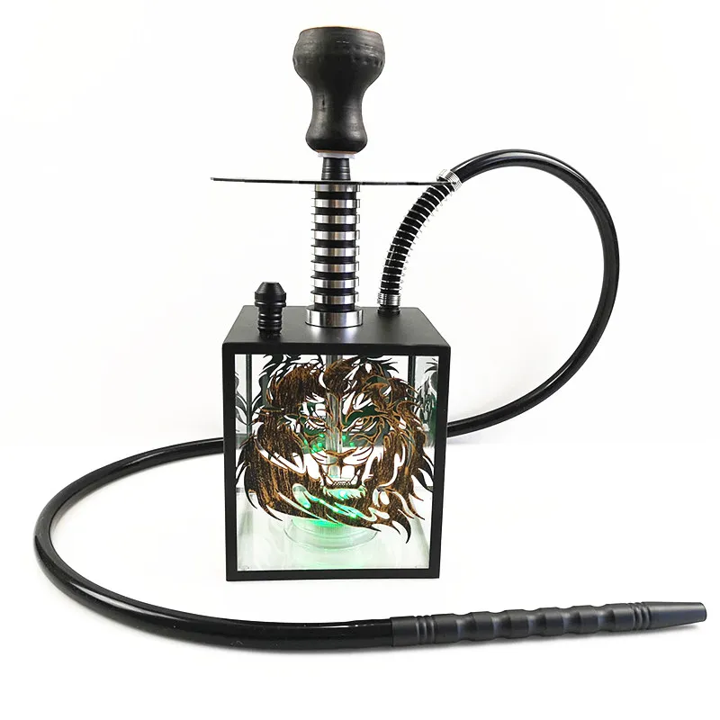 Square shesha cube led box acrylic hookah pot hubbly bubbly chicha