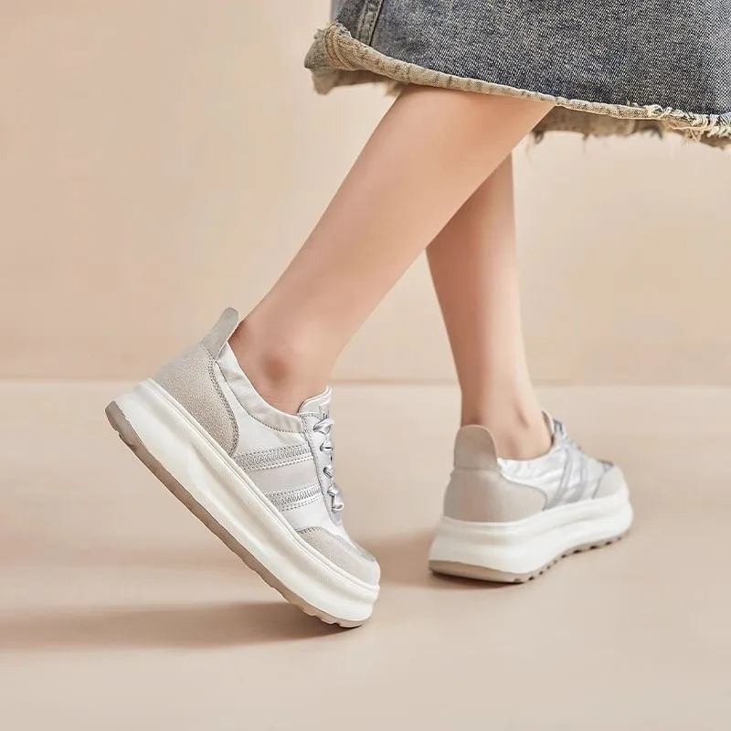 Silver German training shoes women 2024 spring new non-slip sports casual color matching small white shoes