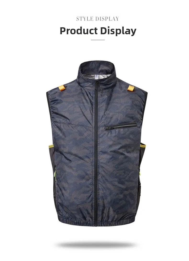 Kühlende Ventilator-Klimaanlagenweste, leichte Sonnenschutz-Windbreaker-Weste, Outdoor-Sport-Angel-Arbeitsjacke für Herren und Damen – Detail 14