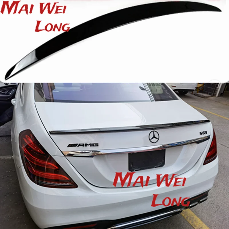 ABS 브라이트 블랙 스포일러 BOS 스타일 트렁크 립, 메르세데스 S 클래스 W222 4 문짝 세단 2014 + S350 S400 S450 S500 S600