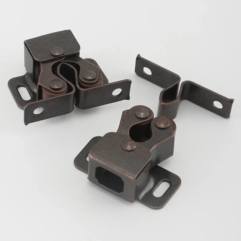 Furniture Antique Door Stoppers Copper Cupboard Cabinet Door Roller Latch Double Catches With Striker and Screws door latch,cabinet latch