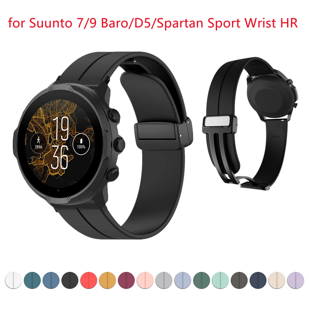 

Ремешок силиконовый 24 мм для Suunto 7/ 9/ 9Baro/ Spartan Sport/ D5/ D5i/HR, браслет для наручных часов с магнитной застежкой для Suunto7