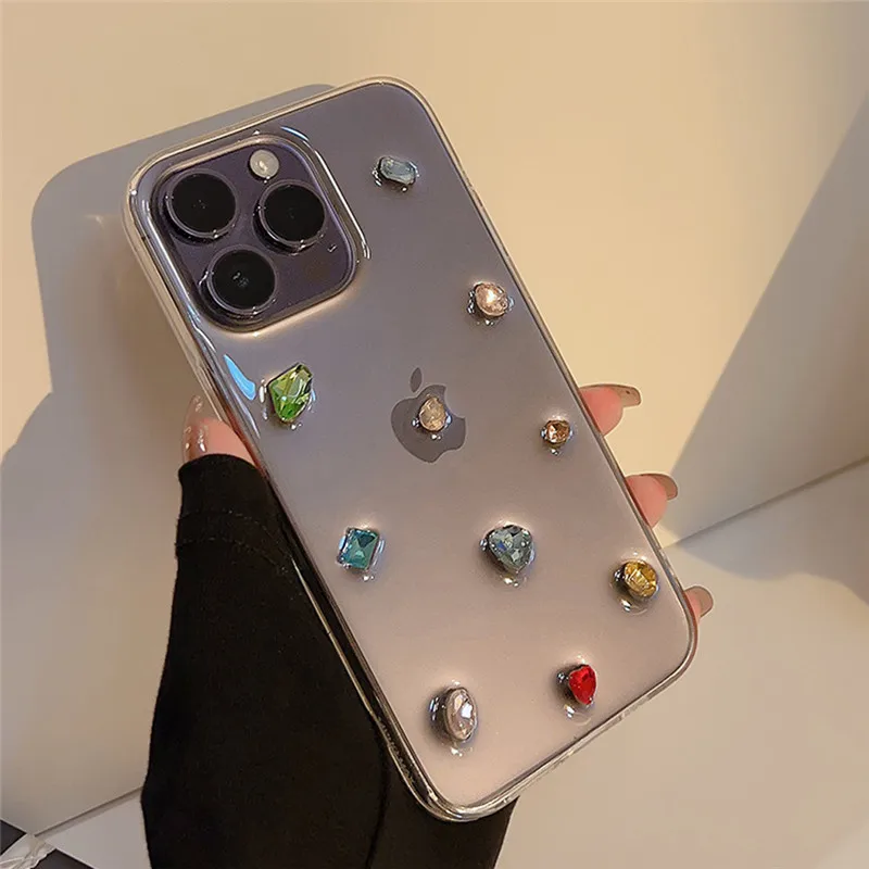 Per Iphone 11 12 13 Pro Max 14 Plus Custodia Tridimensionale Colorata Trasparente A Colori Epossidici Per Iphone X Xs Xr Shell