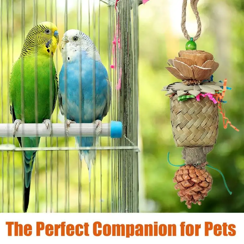 

Natural Wood Bird Foraging Toy Multifunctional Hanging Parrot Toy for Chewing and Relaxation Toys for Chickens Parrots Hamster
