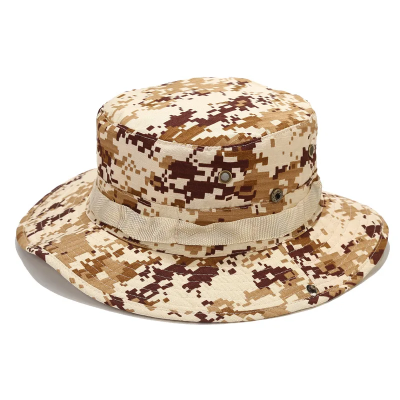  - Camouflage Bonnie Hats Men Tactical Army Bucket Hats Military Panama Summer Bucket Caps Hunting Hiking Outdoor Camo Sun Protect
