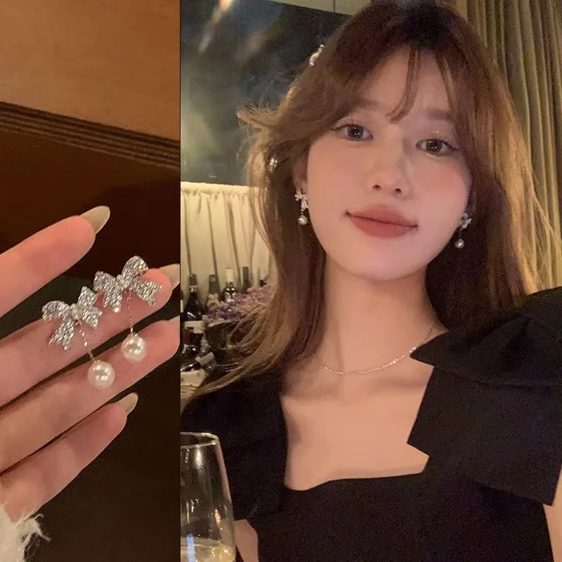 

Bow Knot Pearl Earrings Women's New Trendy Earrings Ladies Luxury Earrings Wholesale