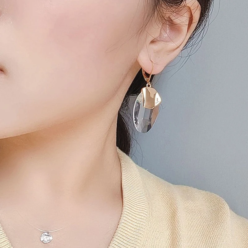 Korean Creative Personality Jewelry Pattern Transparent Pendant Earrings for Women Fashion Charming Dangle Earrings