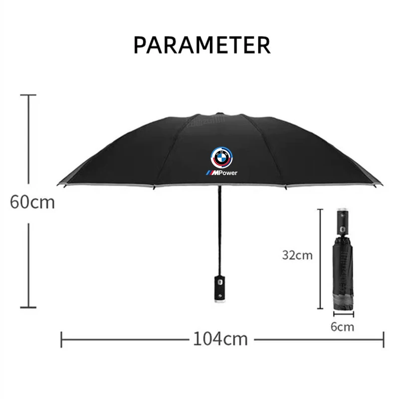 Car Led Light Automatic Folding Windproof Sunshade Umbrella For BMW M Power E39 E46 E60 E70 E90 F10 F20 F30 G20 G30 X1 X3 X5 X7