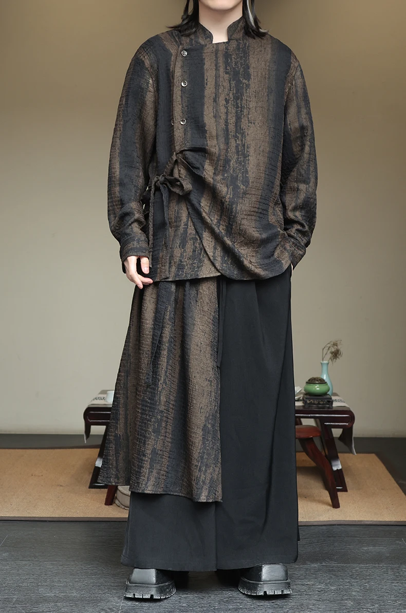 Description Picture 3 of itemMen Patchwork Vintage Loose Casual Wide Leg Harem Pants Women Asian Streetwear Fashion Trousers Unisex Plus Size Skirt Pants