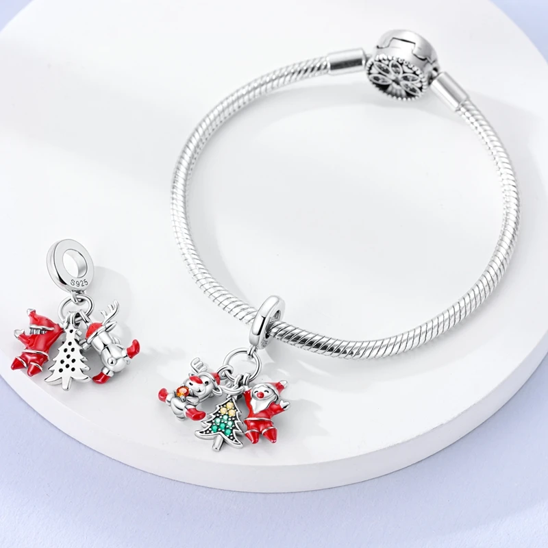 925 Sterling Silber Charms Winter Serie Perlen Schneemann Pinguin Anhänger Fit Frauen Original Armband Weihnachten DIY Schmuck Baumeln – Detail 40