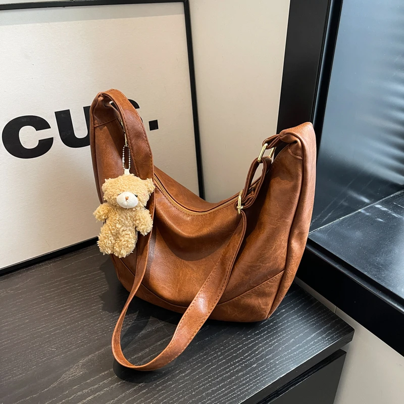 

Однотонные вместительные сумки на плечо из искусственной кожи с застежкой-молнией, Лидер продаж 2024, модная женская сумка, женские сумки