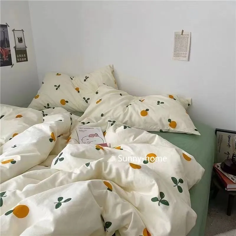 Kawaii Cherry Set copripiumino federa lenzuolo piatto floreale ragazzi ragazze Twin Full Size Soft Bedding Kit coreano Ins Style uso domestico