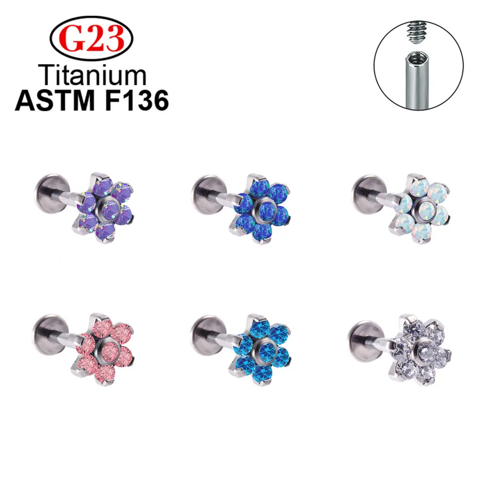 Earrings Implantation Level Opal CZ G23 ASTM F136 Titanium Crystal Ear