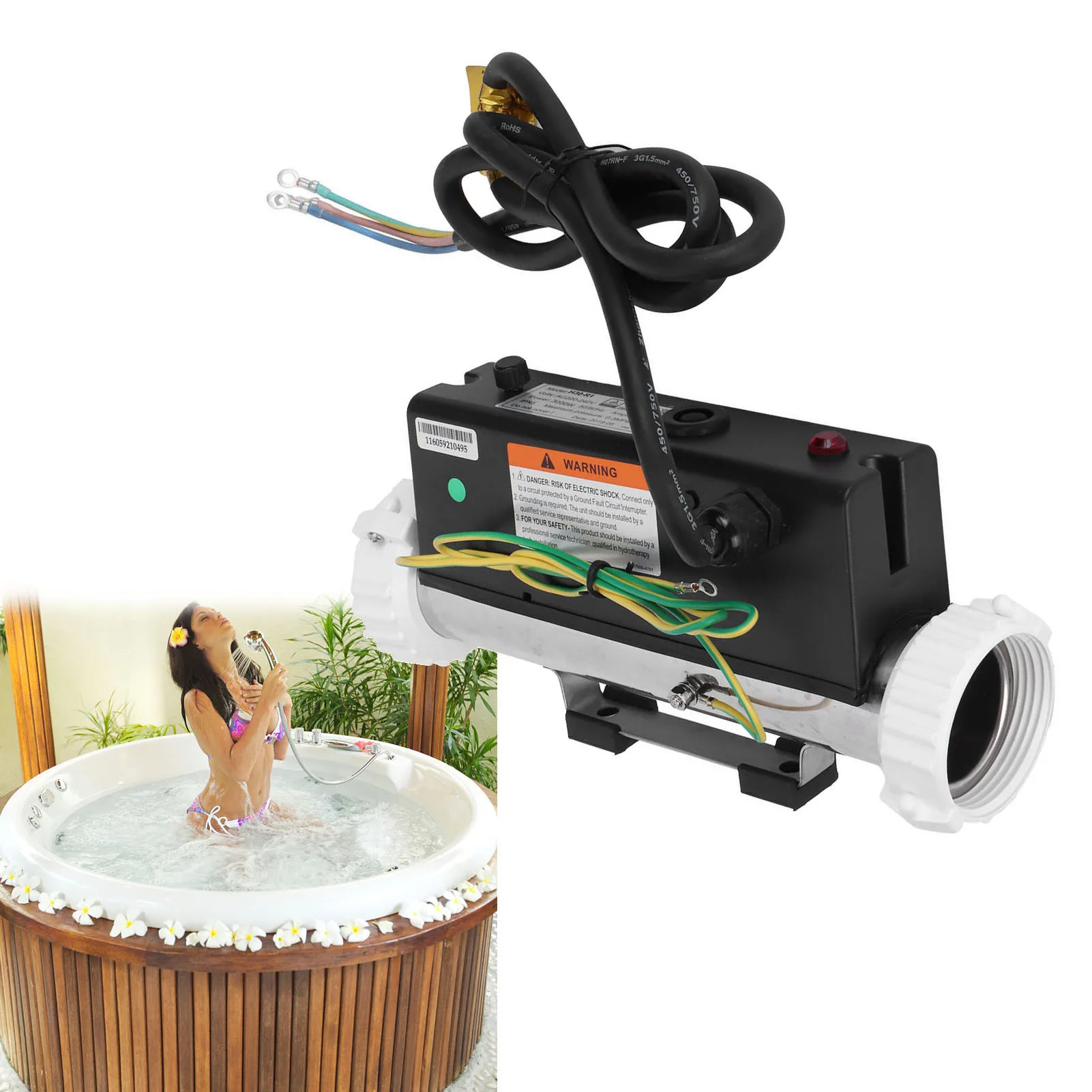 3KW Massage Bathtub Heater SPA Thermostat Circulating Heating Equipment for Hot and Cold Tubs Bath Thermostat Hot Tub Heater 5