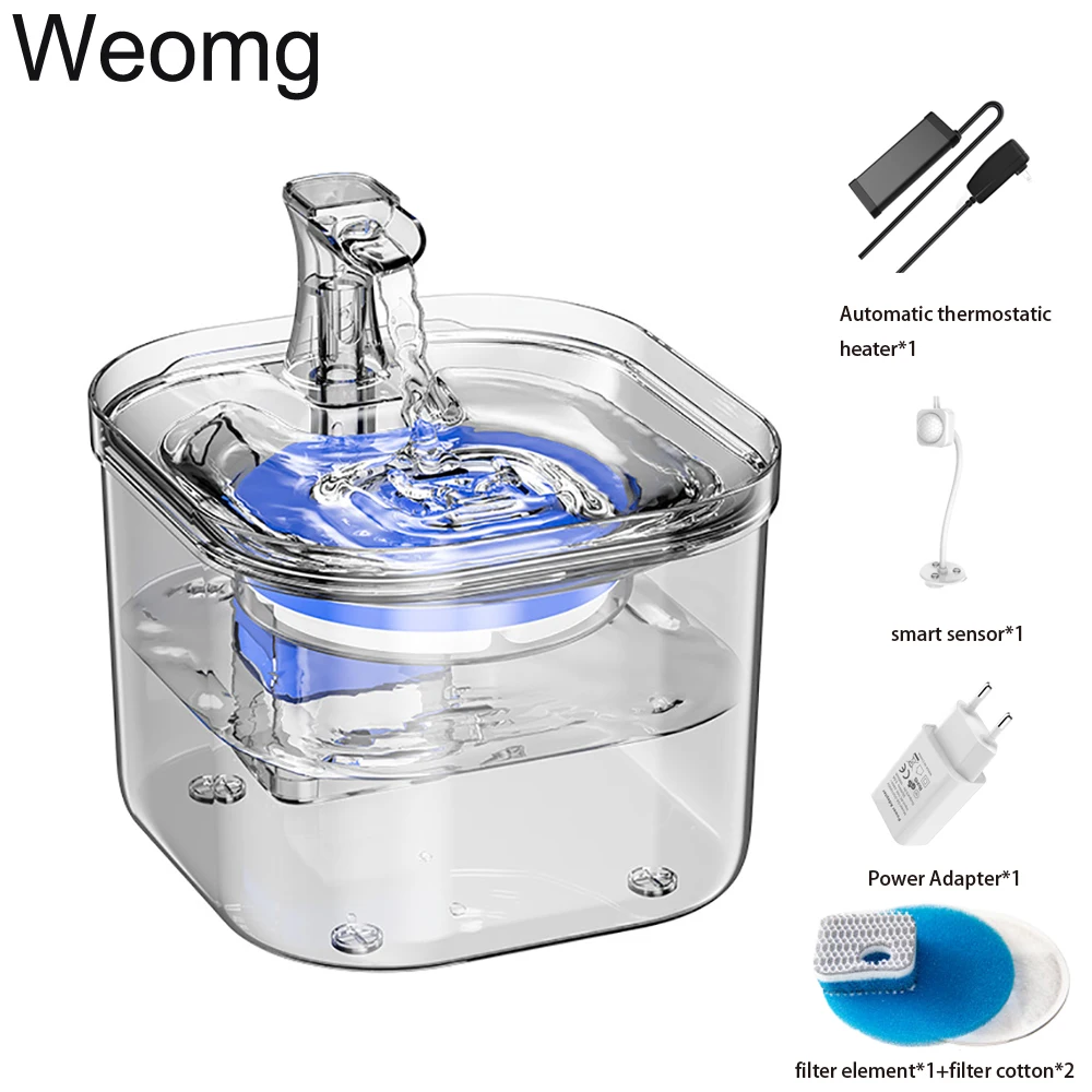 

Intelligent Cat Water Fountain With Faucet Dog Water Dispenser Transparent Drinker Pet Drinking Filters Feeder Motion Sensor