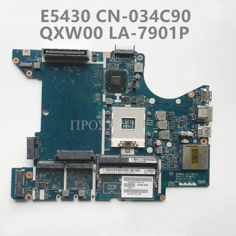 Cn-034C90 034 C90 34 C90 Scheda Madre Di Alta Qualità Per Scheda Madre Portatile E5430 Qxw00 La-7901P Con Slj8C Hm77 100% Completamente Testato Ok